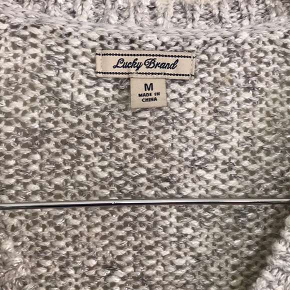 |Lucky Brand| Marled Grey Gray V Neck Sweater Sz M - Picture 3 of 5